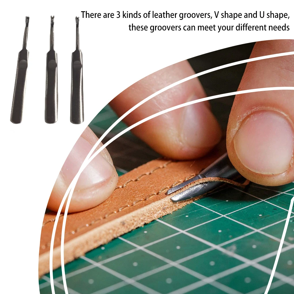 3Pcs Leather Groover Kit U V S - Leatherwork Edge Creaser 评论和价格
