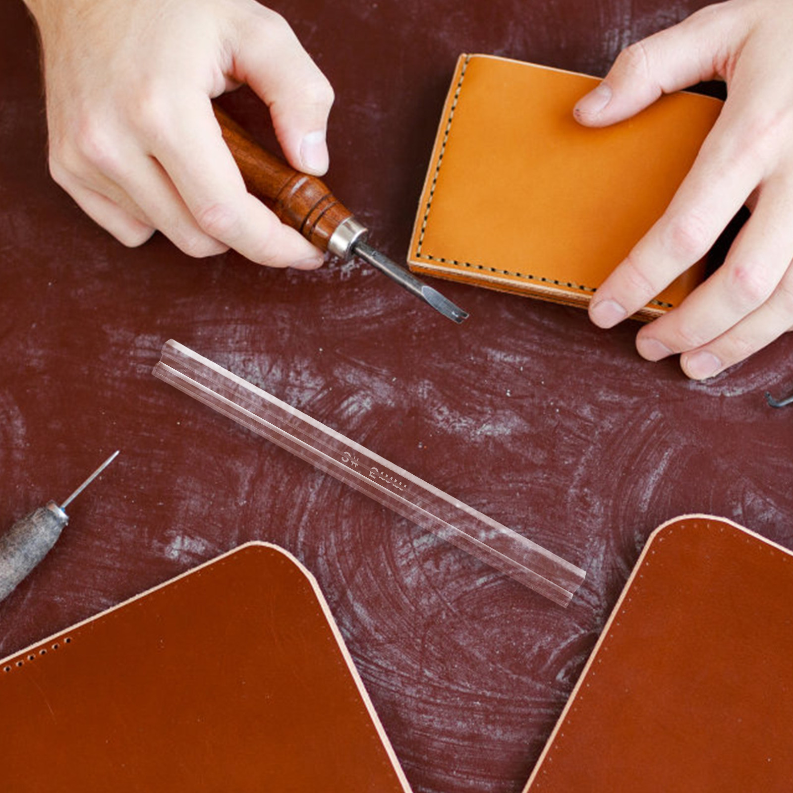 3Pcs DIY Zipper Glue Ruler Acr - Leatherworking Guide 评论和价格