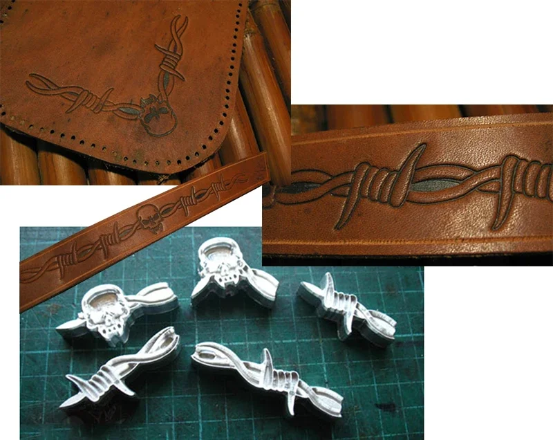 5pcs Thorns and skull pattern  - Unique Leather Work 评论和价格